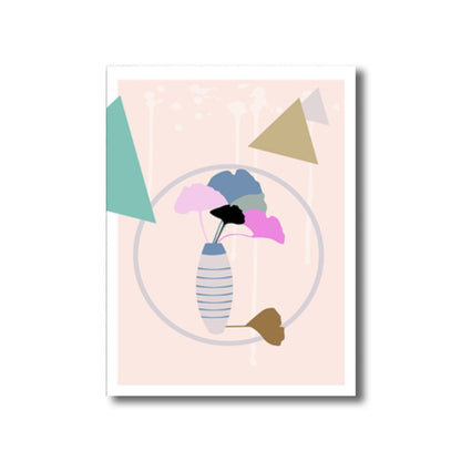 Vivolux | Blätter und Vase Malerei Nordic Style Leinwand Wandkunst Deko in Pink für das Badezimmer