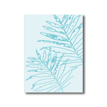 Vivolux | Blaue Blätterdruck gewickelte Leinwand strukturierte skandinavische Wohnzimmer Wandkunst Dekor