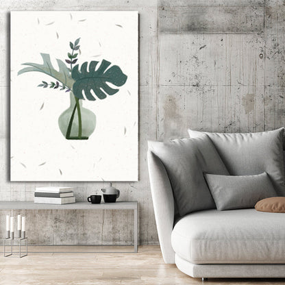 Vivolux | Botanische Anordnung Leinwand Nordic Style Texturiertes Wanddekor in sanften Farben für Zuhause