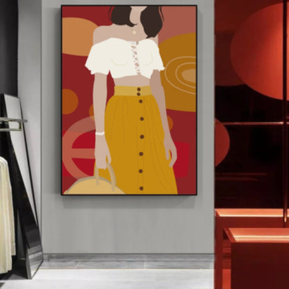 Vivolux | Illustration Mädchenkleid Wandkunst Glam Cool Fashion Leinwanddruck in sanften Farben für das Zimmer