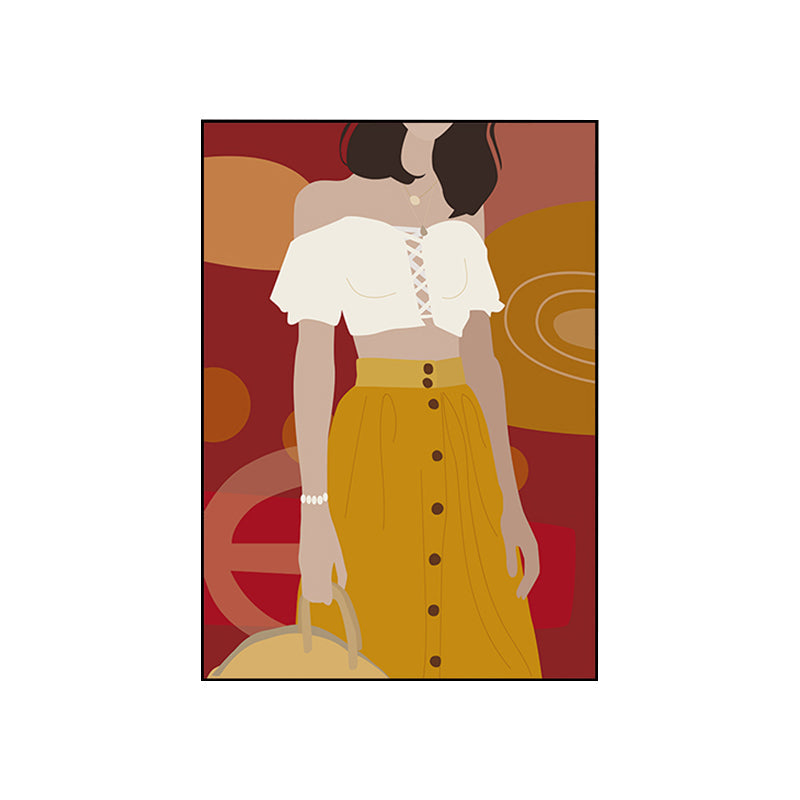 Vivolux | Illustration Mädchenkleid Wandkunst Glam Cool Fashion Leinwanddruck in sanften Farben für das Zimmer