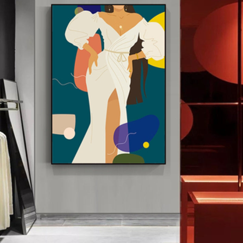 Vivolux | Illustration Mädchenkleid Wandkunst Glam Cool Fashion Leinwanddruck in sanften Farben für das Zimmer