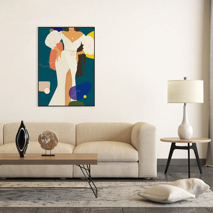 Vivolux | Illustration Mädchenkleid Wandkunst Glam Cool Fashion Leinwanddruck in sanften Farben für das Zimmer