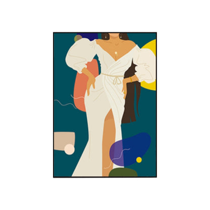 Vivolux | Illustration Mädchenkleid Wandkunst Glam Cool Fashion Leinwanddruck in sanften Farben für das Zimmer