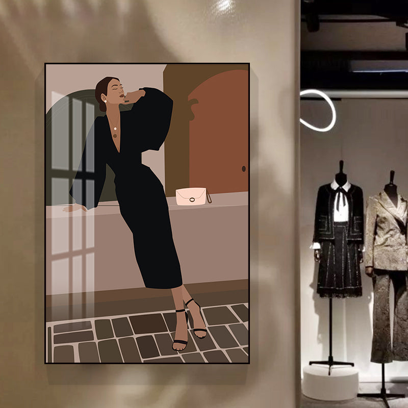 Vivolux | Illustration Mädchenkleid Wandkunst Glam Cool Fashion Leinwanddruck in sanften Farben für das Zimmer