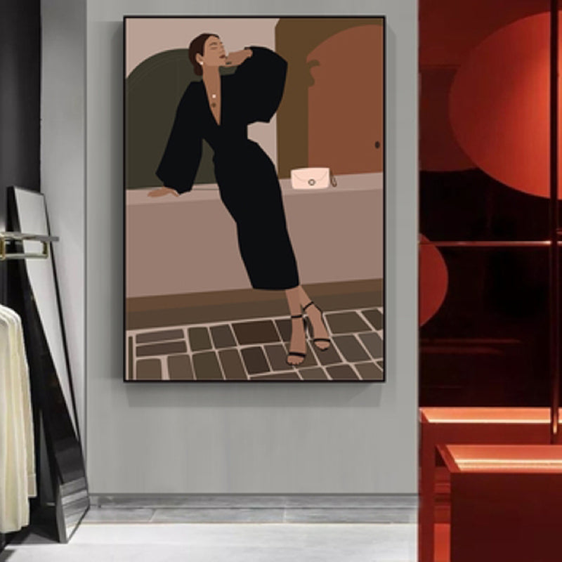 Vivolux | Illustration Mädchenkleid Wandkunst Glam Cool Fashion Leinwanddruck in sanften Farben für das Zimmer