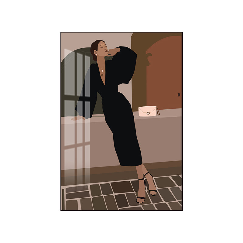 Vivolux | Illustration Mädchenkleid Wandkunst Glam Cool Fashion Leinwanddruck in sanften Farben für das Zimmer