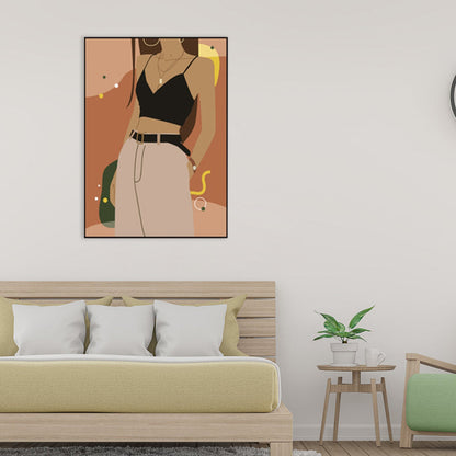 Vivolux | Illustration Mädchenkleid Wandkunst Glam Cool Fashion Leinwanddruck in sanften Farben für das Zimmer
