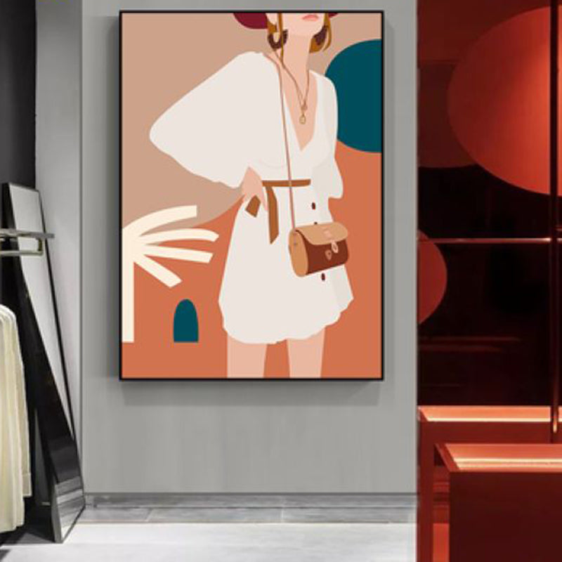 Vivolux | Illustration Mädchenkleid Wandkunst Glam Cool Fashion Leinwanddruck in sanften Farben für das Zimmer