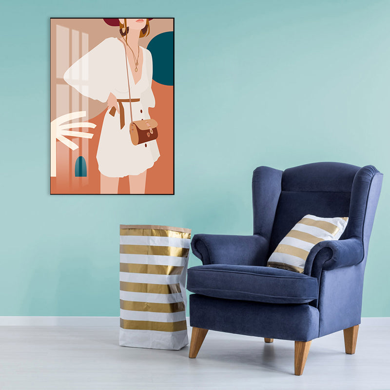 Vivolux | Illustration Mädchenkleid Wandkunst Glam Cool Fashion Leinwanddruck in sanften Farben für das Zimmer