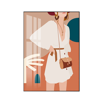 Vivolux | Illustration Mädchenkleid Wandkunst Glam Cool Fashion Leinwanddruck in sanften Farben für das Zimmer