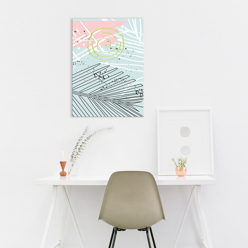 Vivolux | Blätter Leinwand Wandkunst Texturiert Skandinavischer Stil Schlafzimmer Malerei in Heller Farbe