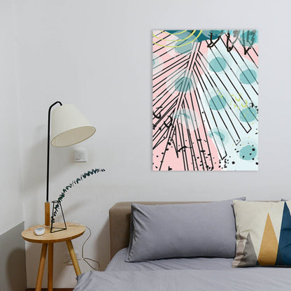 Vivolux | Blätter Leinwand Wandkunst Texturiert Skandinavischer Stil Schlafzimmer Malerei in Heller Farbe