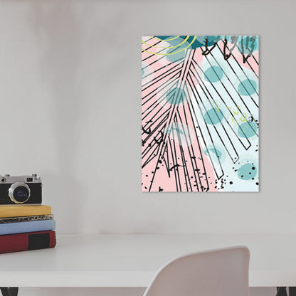 Vivolux | Blätter Leinwand Wandkunst Texturiert Skandinavischer Stil Schlafzimmer Malerei in Heller Farbe