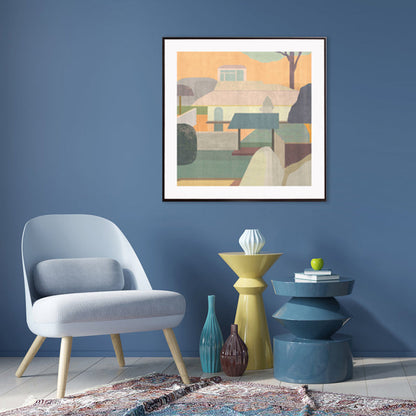 Vivolux | Wohnarchitektur Kunstdruck Nordische Texturierte Wanddekoration in Pastellfarbe für das Schlafzimmer