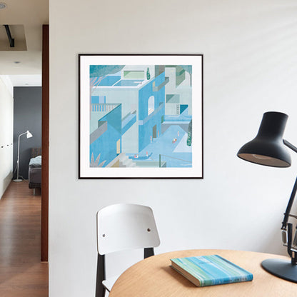Vivolux | Wohnarchitektur Kunstdruck Nordische Texturierte Wanddekoration in Pastellfarbe für das Schlafzimmer