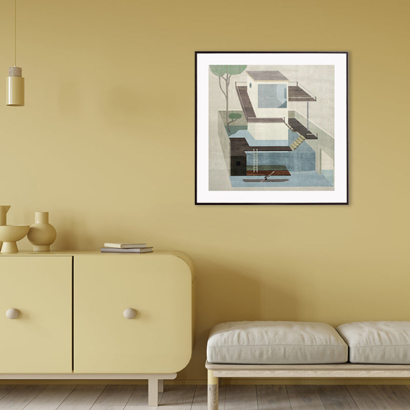Vivolux | Wohnarchitektur Kunstdruck Nordische Texturierte Wanddekoration in Pastellfarbe für das Schlafzimmer