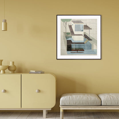 Vivolux | Wohnarchitektur Kunstdruck Nordische Texturierte Wanddekoration in Pastellfarbe für das Schlafzimmer