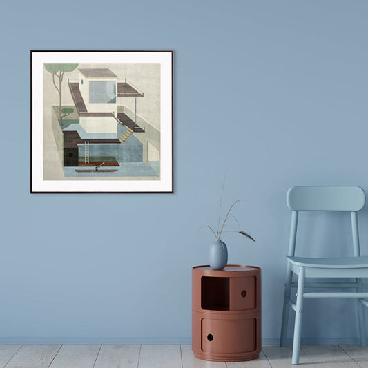 Vivolux | Wohnarchitektur Kunstdruck Nordische Texturierte Wanddekoration in Pastellfarbe für das Schlafzimmer