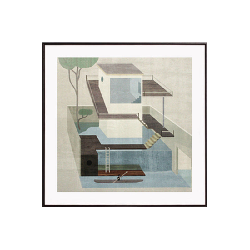 Vivolux | Wohnarchitektur Kunstdruck Nordische Texturierte Wanddekoration in Pastellfarbe für das Schlafzimmer