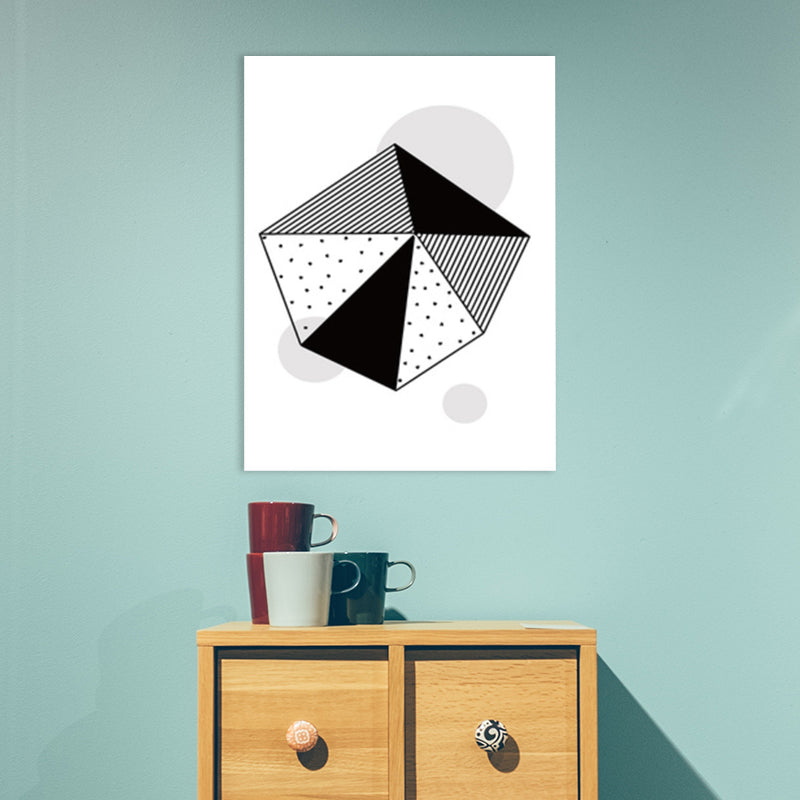 Vivolux | Sechseckmuster Wandkunst Deko Skandinavischer Stil Geometrischer Leinwanddruck in Schwarz