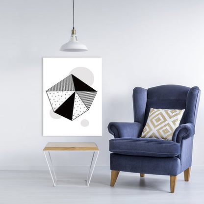 Vivolux | Sechseckmuster Wandkunst Deko Skandinavischer Stil Geometrischer Leinwanddruck in Schwarz