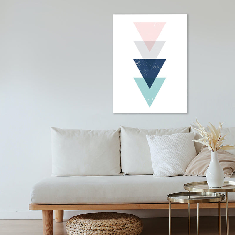 Vivolux | Skandinavisches Dreiecks-Grafik-Leinwand-Weich-Farbe-Geometrie-Wanddeko für das Schlafzimmer, strukturiert