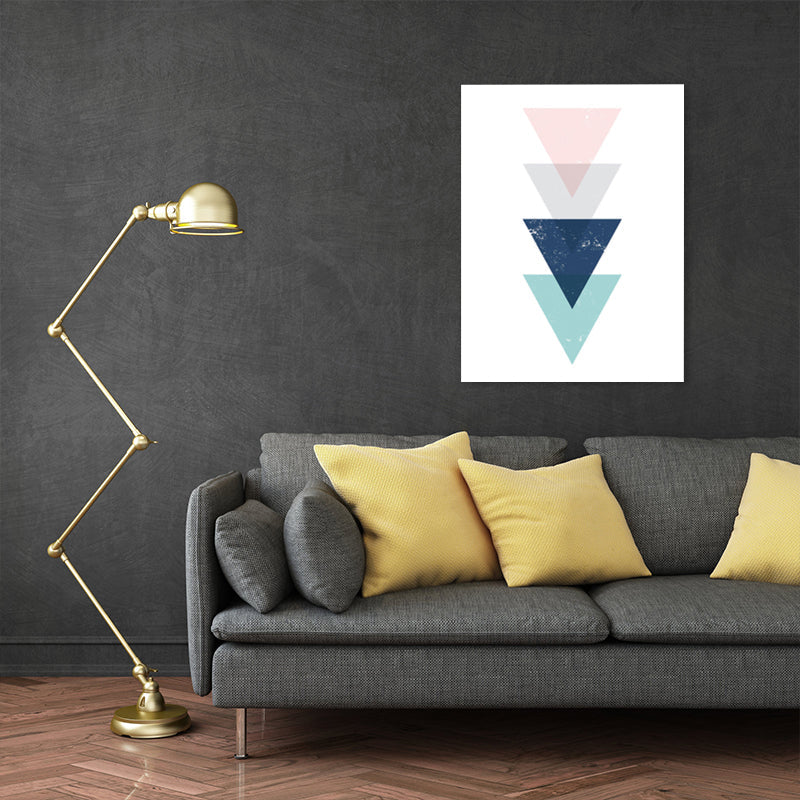 Vivolux | Skandinavisches Dreiecks-Grafik-Leinwand-Weich-Farbe-Geometrie-Wanddeko für das Schlafzimmer, strukturiert