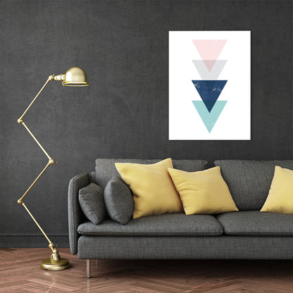 Vivolux | Skandinavisches Dreiecks-Grafik-Leinwand-Weich-Farbe-Geometrie-Wanddeko für das Schlafzimmer, strukturiert