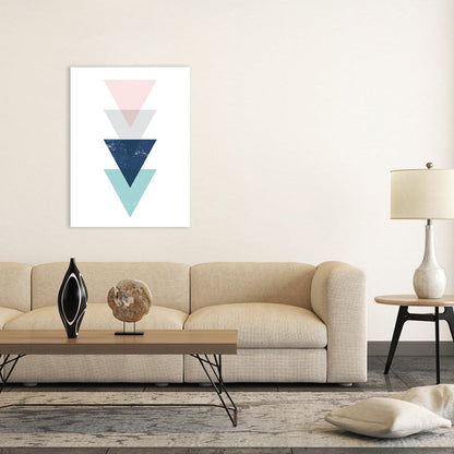 Vivolux | Skandinavisches Dreiecks-Grafik-Leinwand-Weich-Farbe-Geometrie-Wanddeko für das Schlafzimmer, strukturiert