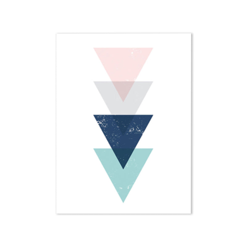Vivolux | Skandinavisches Dreiecks-Grafik-Leinwand-Weich-Farbe-Geometrie-Wanddeko für das Schlafzimmer, strukturiert