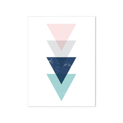 Vivolux | Skandinavisches Dreiecks-Grafik-Leinwand-Weich-Farbe-Geometrie-Wanddeko für das Schlafzimmer, strukturiert