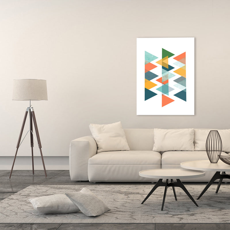 Vivolux | Skandinavisches Dreiecks-Grafik-Leinwand-Weich-Farbe-Geometrie-Wanddeko für das Schlafzimmer, strukturiert