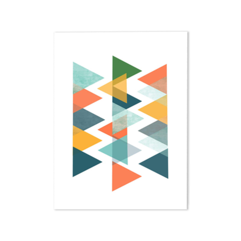 Vivolux | Skandinavisches Dreiecks-Grafik-Leinwand-Weich-Farbe-Geometrie-Wanddeko für das Schlafzimmer, strukturiert
