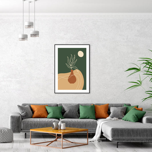 Vivolux | Dunkle Farbtertopflanze Leinwanddruck Strukturierte Wandkunst Dekor für Raum, Mehrere Größen