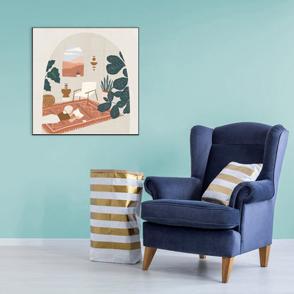 Vivolux | Mädchen Freizeit Leben Print Leinwand Pastellfarbe Nordisch Wandkunst Dekor für Wohnzimmer