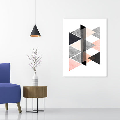 Vivolux | Schwarze Umschlagmuster-Leinwand Geometrische Skandinavische Texturierte Wandkunst für das Esszimmer