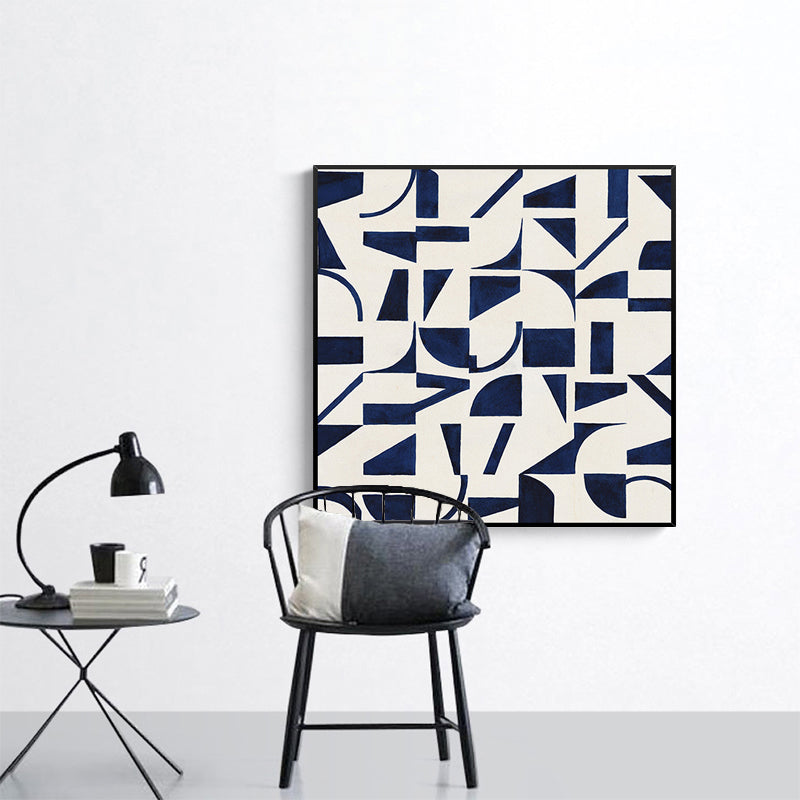 Vivolux | Stunning Graphic Pattern Wrapped Canvas Haus Innenraum Landschaft Wandkunst Druck in Blau
