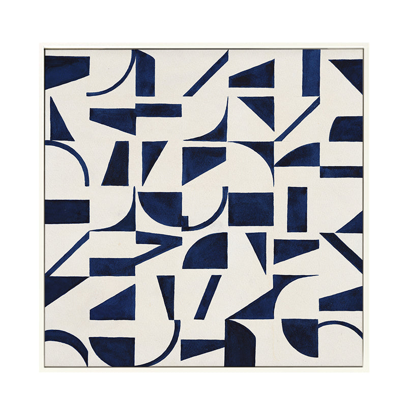 Vivolux | Stunning Graphic Pattern Wrapped Canvas Haus Innenraum Landschaft Wandkunst Druck in Blau