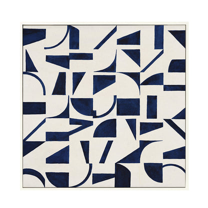 Vivolux | Stunning Graphic Pattern Wrapped Canvas Haus Innenraum Landschaft Wandkunst Druck in Blau