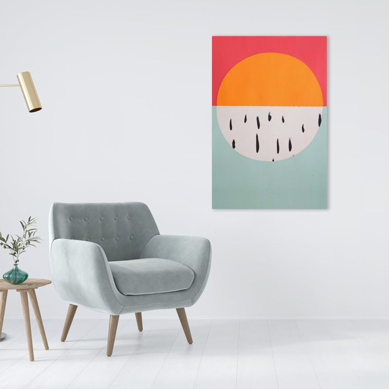 Vivolux | Farbenfrohe illustrierte geometrische Leinwandwandkunst für das Mädchenzimmer, Orange, mehrere Größen