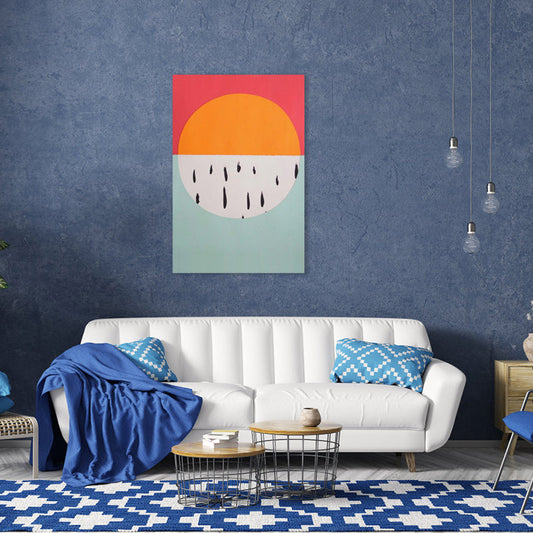 Vivolux | Farbenfrohe illustrierte geometrische Leinwandwandkunst für das Mädchenzimmer, Orange, mehrere Größen