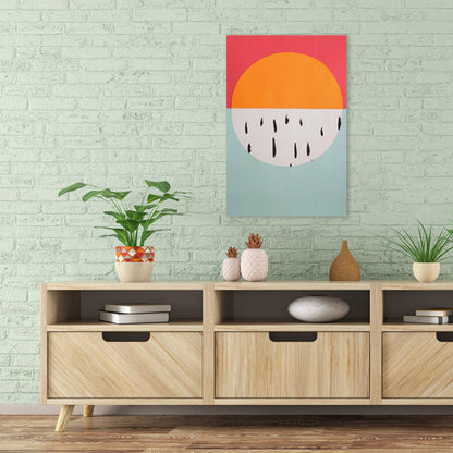 Vivolux | Farbenfrohe illustrierte geometrische Leinwandwandkunst für das Mädchenzimmer, Orange, mehrere Größen