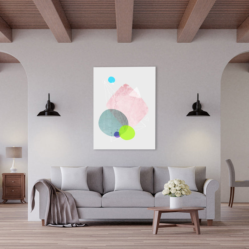 Vivolux | Lapped Graphic Pattern Art Print Textured Nordic Wohnzimmer Leinwand in Grau und Pink