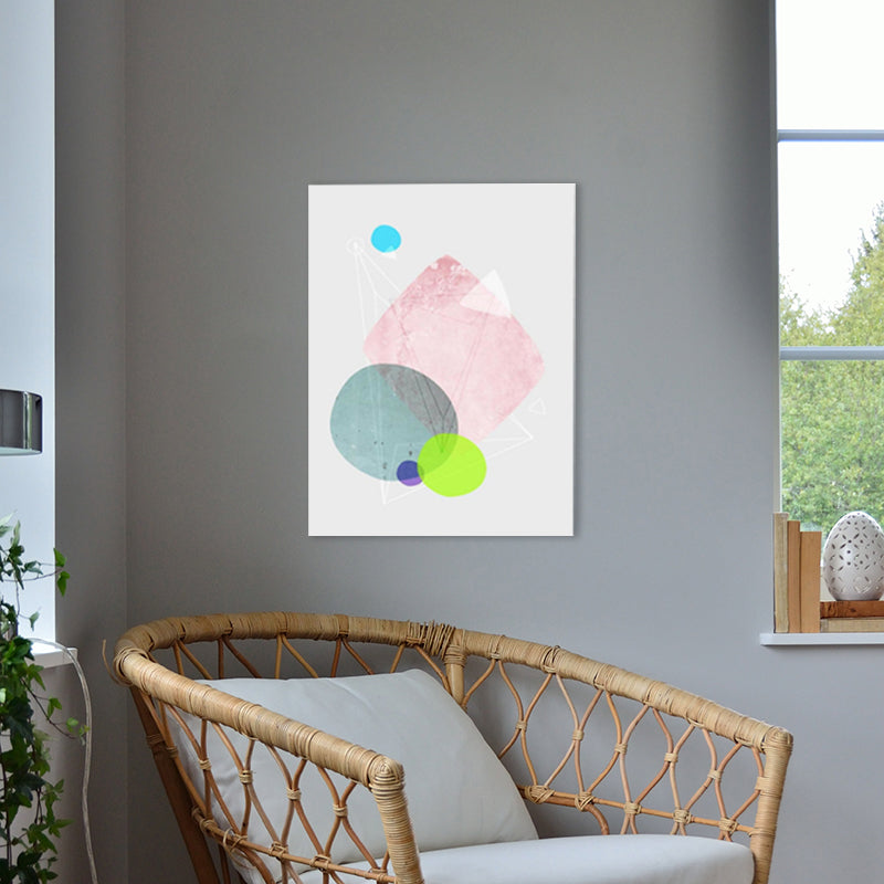 Vivolux | Lapped Graphic Pattern Art Print Textured Nordic Wohnzimmer Leinwand in Grau und Pink