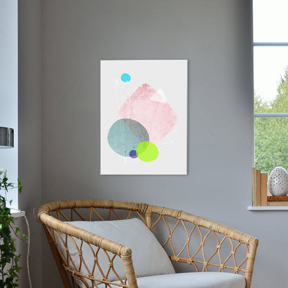 Vivolux | Lapped Graphic Pattern Art Print Textured Nordic Wohnzimmer Leinwand in Grau und Pink