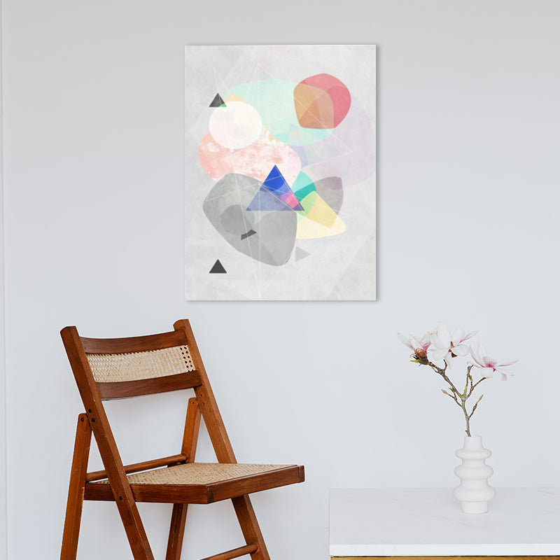 Vivolux | Lapped Graphic Pattern Art Print Textured Nordic Wohnzimmer Leinwand in Grau und Pink