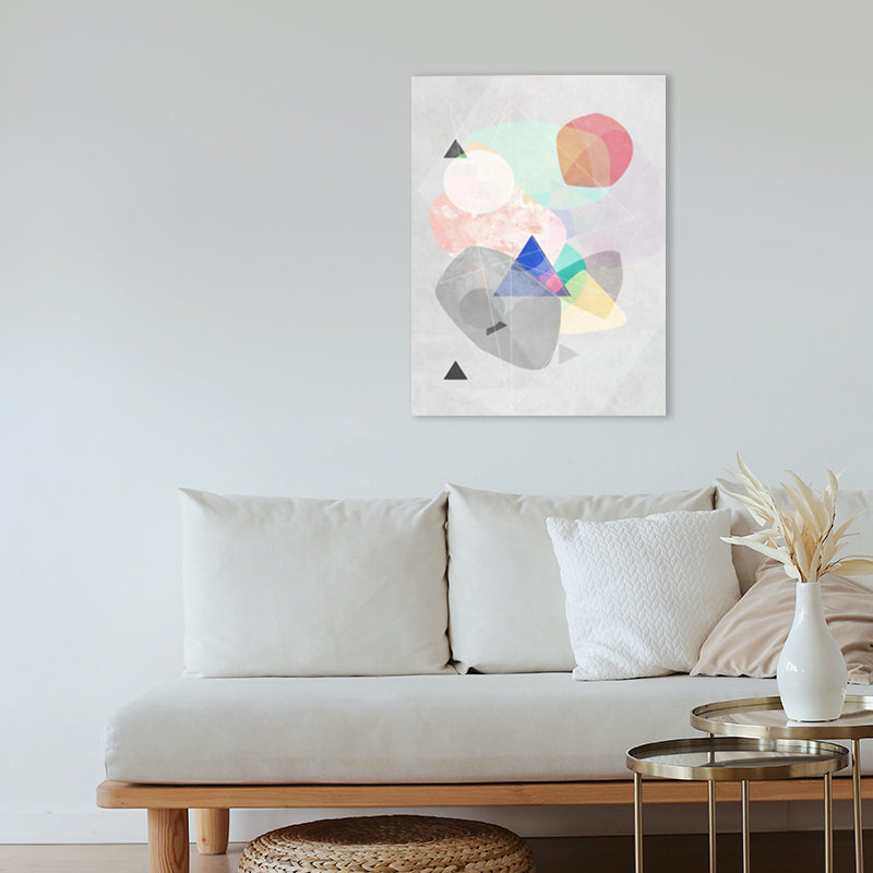 Vivolux | Lapped Graphic Pattern Art Print Textured Nordic Wohnzimmer Leinwand in Grau und Pink