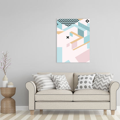 Vivolux | Geometrie Leinwand Kunst Skandinavische Texturierte Wanddekoration in Pastellfarbe für das Gästezimmer