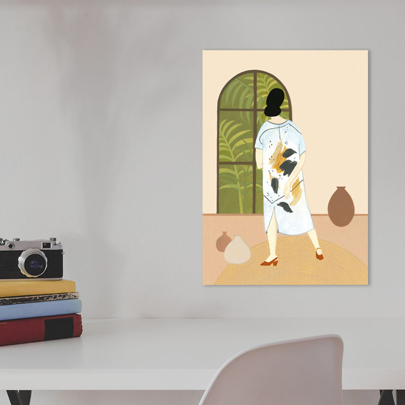 Vivolux | Weiche Farbe Modische Mädchen Kunstdruck Texturiertes Nordisches Esszimmer Leinwand, Mehrere Größen